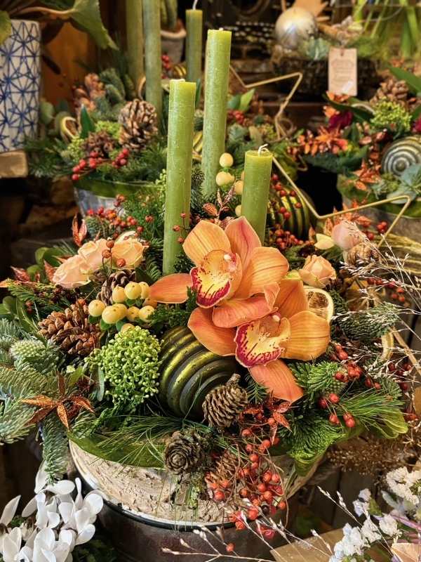 Evergreen Elegance Bark arrangement