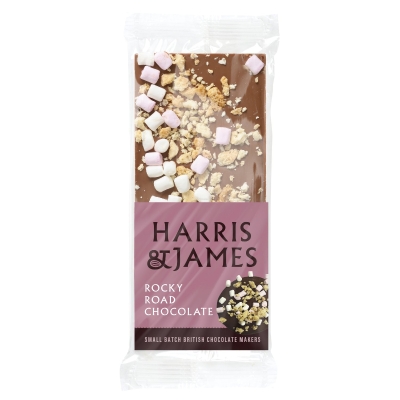 Harris & James inclusion bar   milk chocolate rocky road 100g