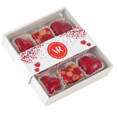 Hearts and Roses chocolate selection in 9 pc gift box