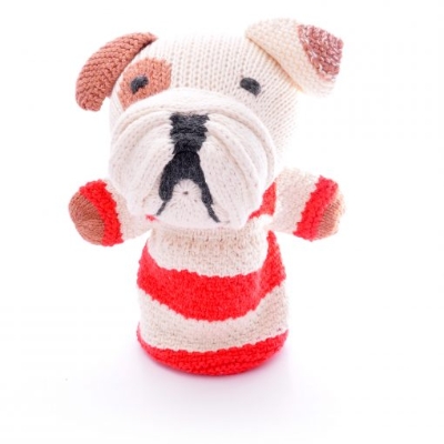 STripy Bulldog Hand Puppet