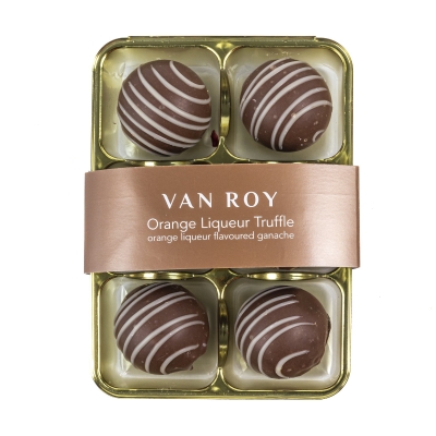 Van Roy 6 pack of orange liqueur truffles in clear gift pack 75g