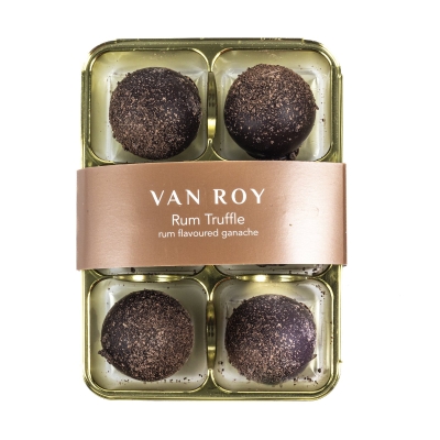 Van Roy 6 pack of rum truffles in clear gift pack 75g