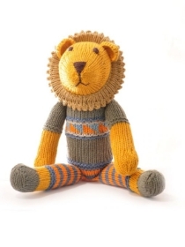 Lion Soft Toy in Stripy Trousers and Grey Top