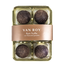 Van Roy 6 pack of rum truffles in clear gift pack 75g